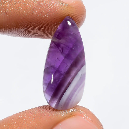 Dazzling Top Grade Quality 100% Natural Chevron Amethyst Pear Shape Cabochon Loose Gemstone For Making Jewelry 8.5 Ct. 23X10X4 mm V-6314