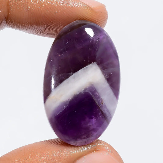 Gorgeous Top Grade Quality 100% Natural Chevron Amethyst Oval Shape Cabochon Loose Gemstone For Making Jewelry 34 Ct. 29X18X8 mm V-6319