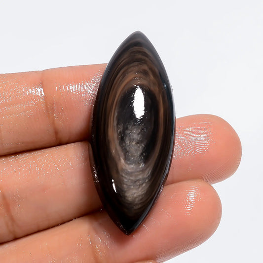 Attractive A One Quality 100% Natural Golden Rainbow Obsidian Marquise Shape Cabochon Gemstone For Making Jewelry 36.5 Ct. 39X16X9 mm V-6352