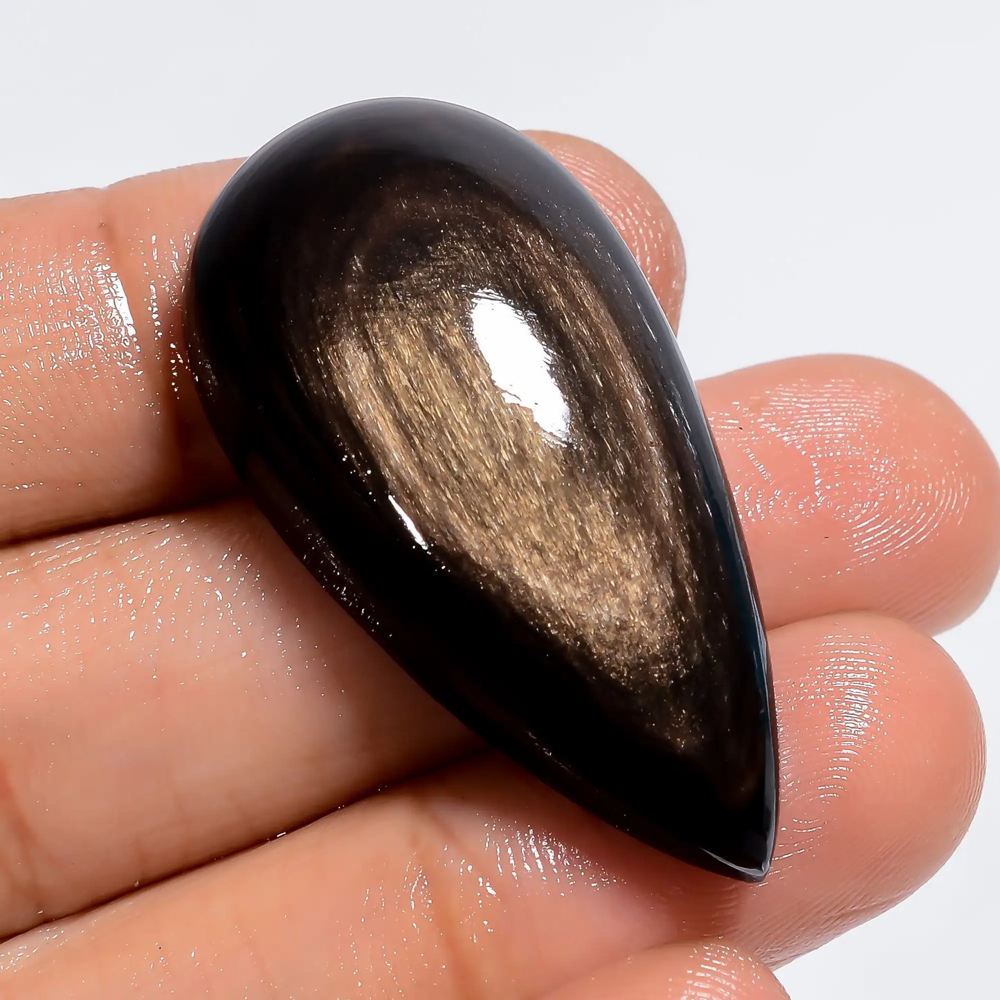 Awesome Top Grade Quality 100% Natural Golden Rainbow Obsidian Pear Shape Cabochon Loose Gemstone For Making Jewelry 41 Ct 37X18X8 mm V-6353