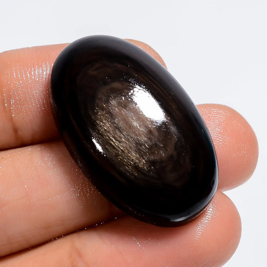 Beautiful Top Grade Quality 100% Natural Golden Rainbow Obsidian Oval Shape Cabochon Loose Gemstone For Making Jewelry 38 Ct 31X19X8 mm V-6354