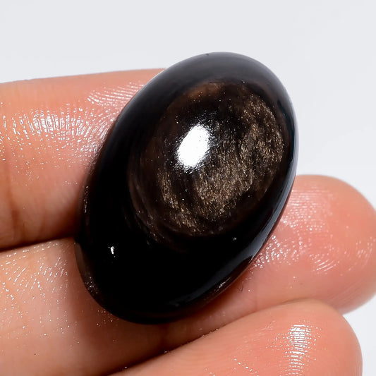 Dazzling Top Grade Quality 100% Natural Golden Rainbow Obsidian Oval Shape Cabochon Loose Gemstone For Making Jewelry 31 Ct 26X17X8 mm V-6356