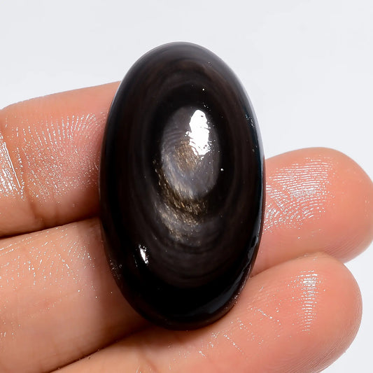 Exclusive Top Grade Quality 100% Natural Golden Rainbow Obsidian Oval Shape Cabochon Loose Gemstone For Making Jewelry 37 Ct 30X17X9 mm V6358