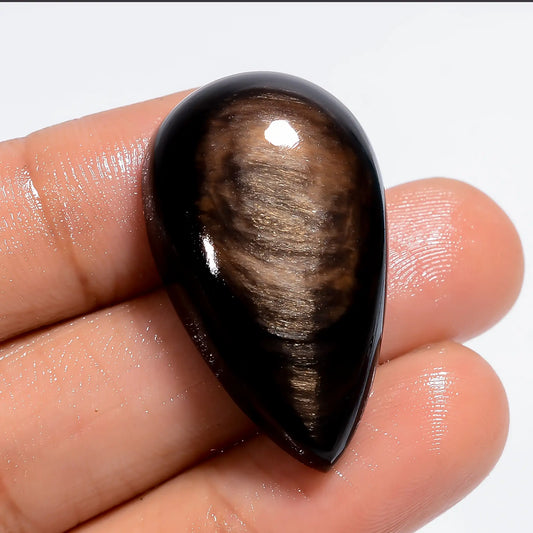 Fantastic Top Grade Quality 100% Natural Golden Rainbow Obsidian Pear Shape Cabochon Loose Gemstone For Making Jewelry 35 Ct 31X18X9 mm V6360