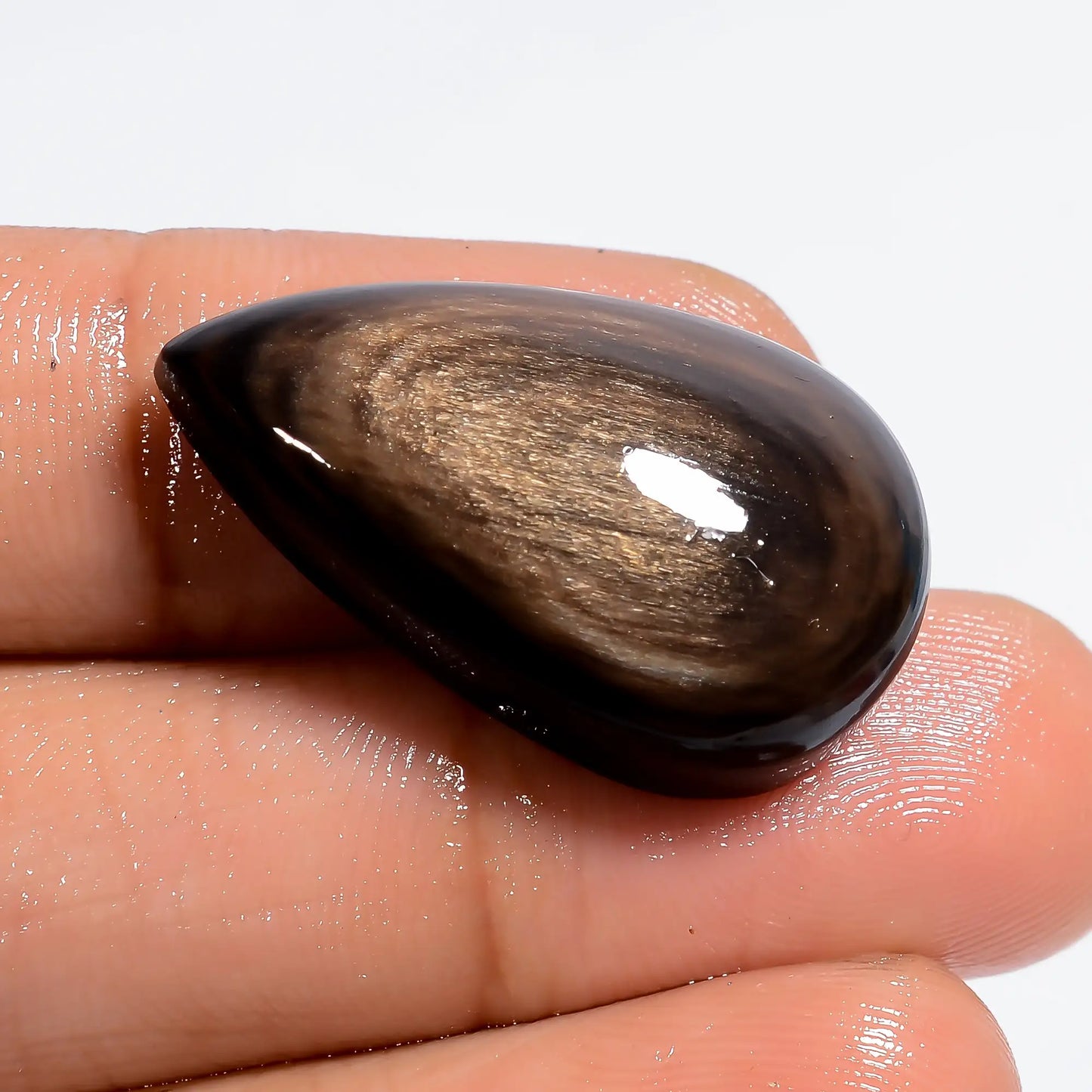 Gorgeous Top Grade Quality 100% Natural Golden Rainbow Obsidian Pear Shape Cabochon Loose Gemstone For Making Jewelry 22 Ct 27X15X8 mm V-6361