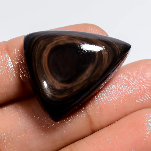 Immaculate Top Grade Quality 100% Natural Golden Rainbow Obsidian Triangle Shape Cabochon Gemstone For Making Jewelry 30 Ct 25X22X8 mm V-6362