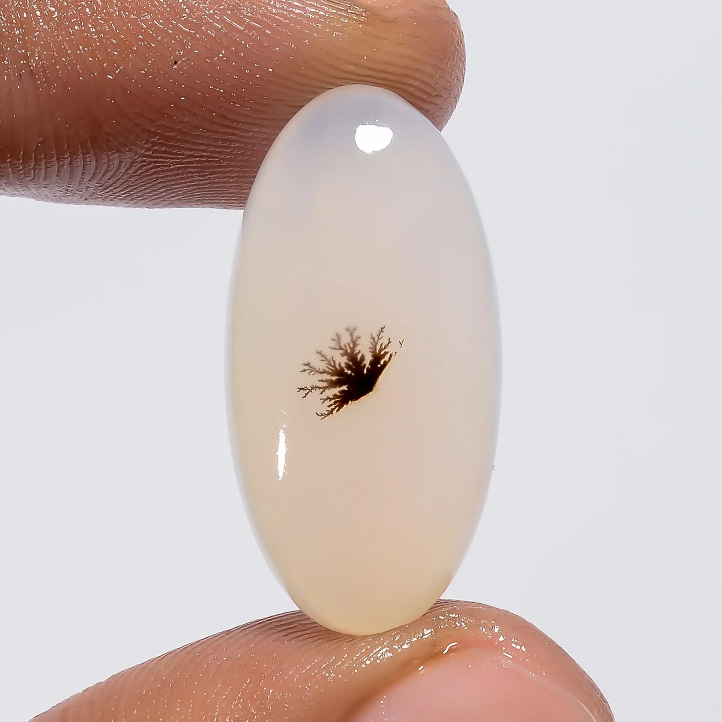 Dazzling Top Grade Quality 100% Natural Dendrite Shajar Agate Oval Shape Cabochon Loose Gemstone For Making Jewelry 14.5 Ct 24X12X5 mm V-6372