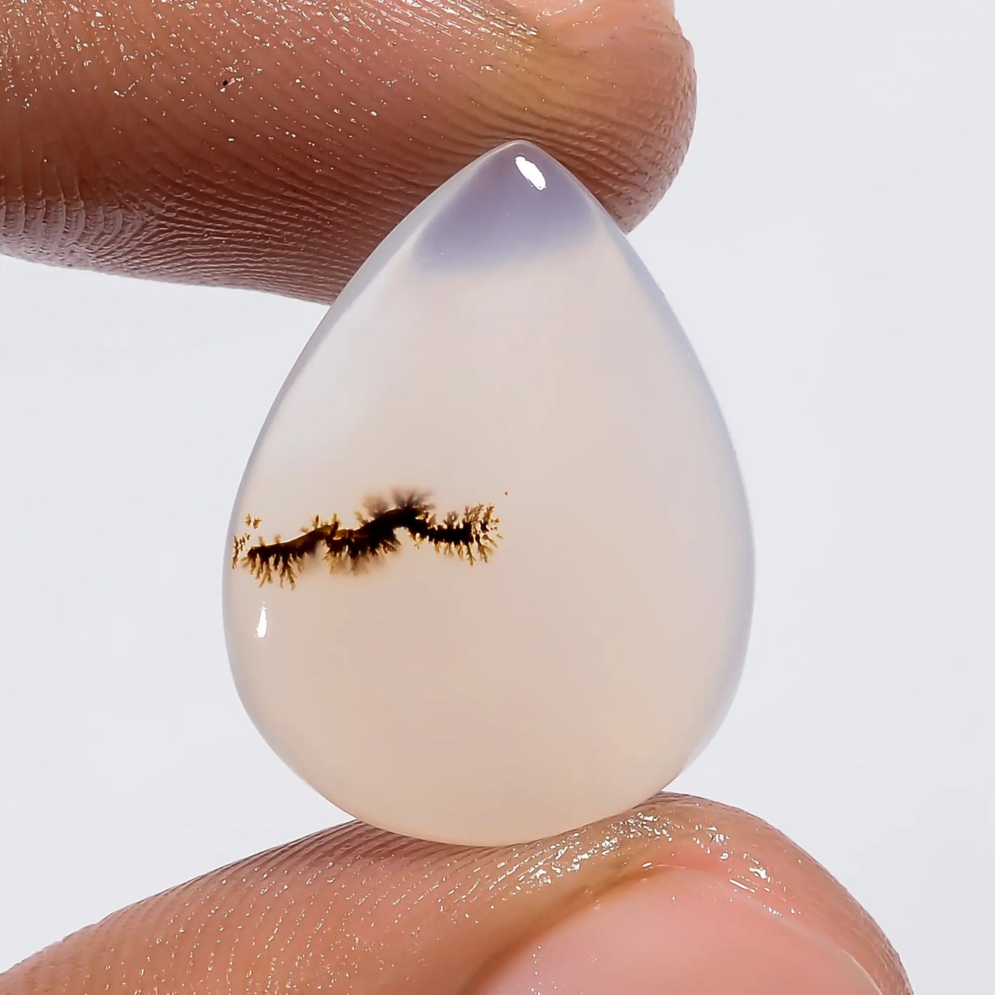 Immaculate Top Grade Quality 100% Natural Dendrite Shajar Agate Pear Shape Cabochon Loose Gemstone For Making Jewelry 9 Ct 20X15X4 mm V-6378