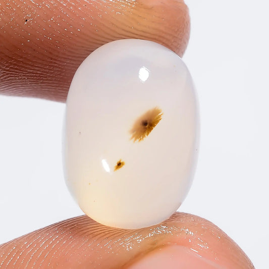 Superb Top Grade Quality 100% Natural Dendrite Shajar Agate Oval Shape Cabochon Loose Gemstone For Making Jewelry 10.5 Ct. 15X11X7 mm V-6384