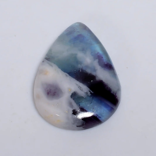 Classic Top Grade Quality 100% Natural Fluorite Pear Shape Cabochon Loose Gemstone For Making Jewelry 42 Ct. 32X24X5 mm V-6413