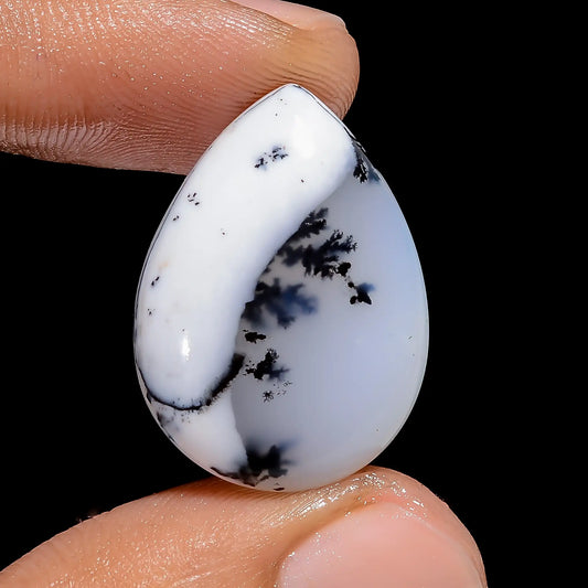 Awesome Top Grade Quality 100% Natural Dendrite Opal Pear Shape Cabochon Loose Gemstone For Making Jewelry 19 Ct. 24X18X6 mm V-6479