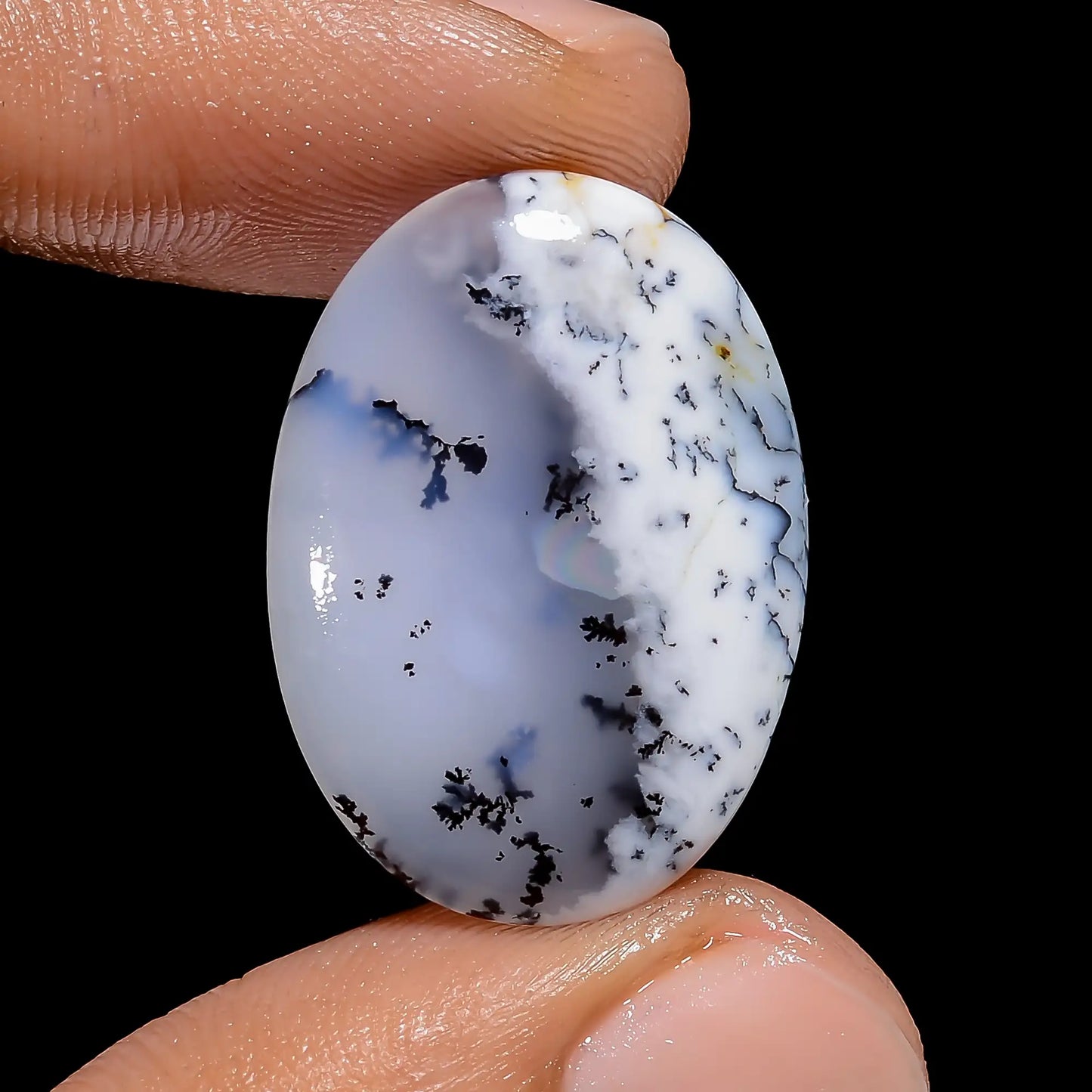 Dazzling Top Grade Quality 100% Natural Dendrite Opal Oval Shape Cabochon Loose Gemstone For Making Jewelry 14 Ct. 25X18X4 mm V-6482