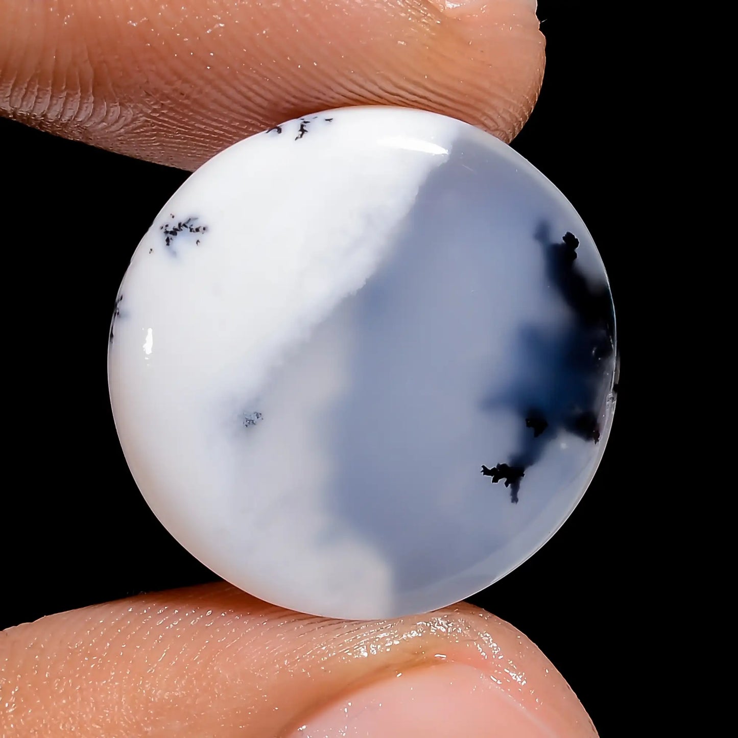 Immaculate Top Grade Quality 100% Natural Dendrite Opal Round Shape Cabochon Loose Gemstone For Making Jewelry 11.5 Ct. 19X19X4 mm V-6488