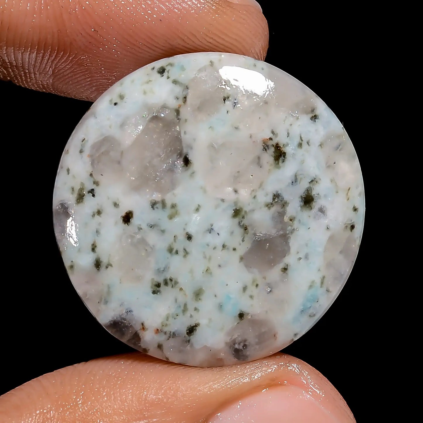 Unique Top Grade Quality 100% Natural Kiwi Jasper Round Shape Cabochon Loose Gemstone For Making Jewelry 24.5 Ct. 25X25X5 mm V-6489