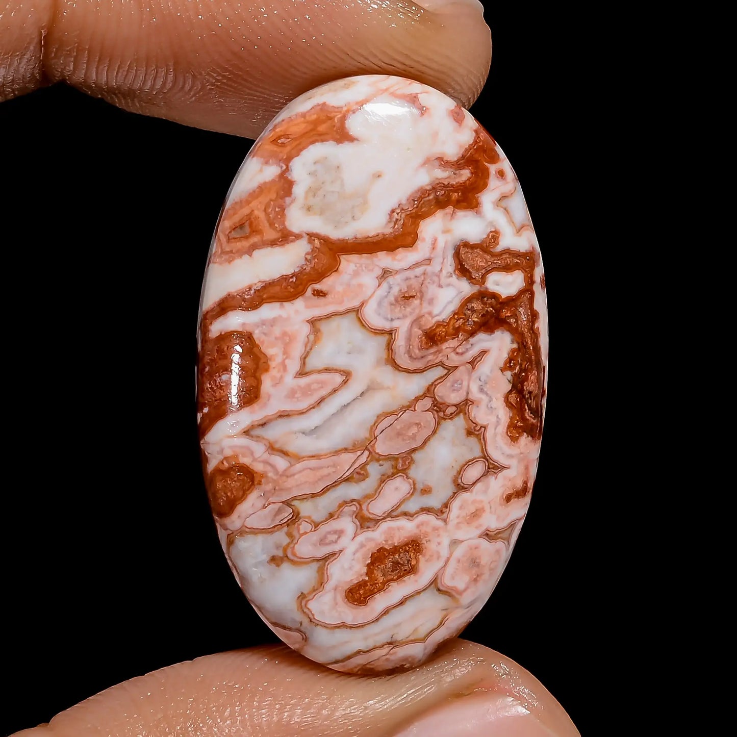 Superb Top Grade Quality 100% Natural Rosita Jasper Oval Shape Cabochon Loose Gemstone For Making Jewelry 25 Ct. 32X19X5 mm V-6510