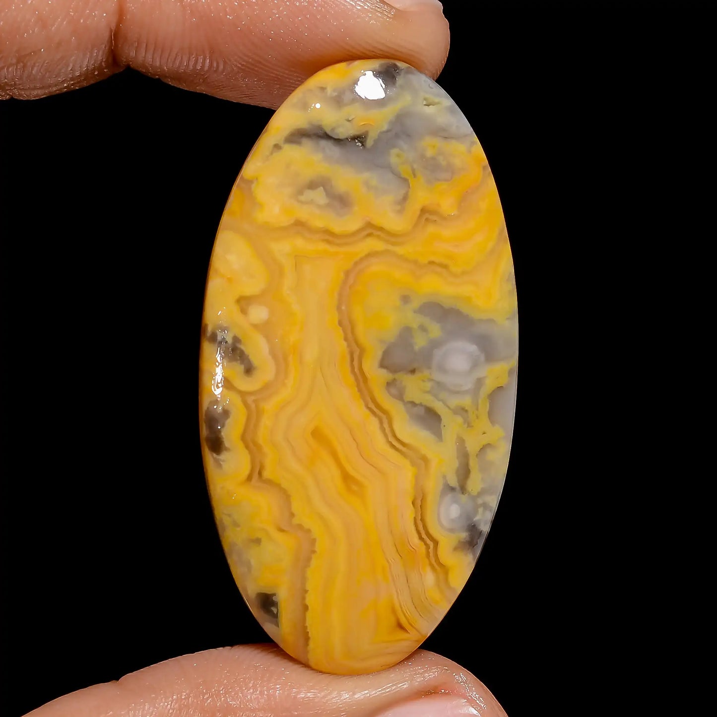 Amazing Top Grade Quality 100% Natural Yellow Crazy Lace Agate Oval Shape Cabochon Loose Gemstone For Making Jewelry 44.5 Ct 44X23X5 mm V6519