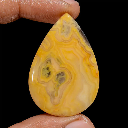 Attractive Top Grade Quality 100% Natural Yellow Crazy Lace Agate Pear Shape Cabochon Gemstone For Making Jewelry 39.5 Ct. 41X28X4 mm V-6520