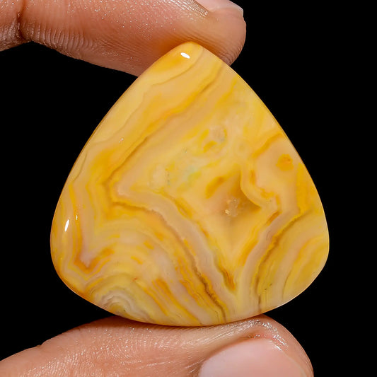 Classic Top Grade Quality 100% Natural Yellow Crazy Lace Agate Heart Shape Cabochon Loose Gemstone For Making Jewelry 37 Ct 31X30X5 mm V-6523