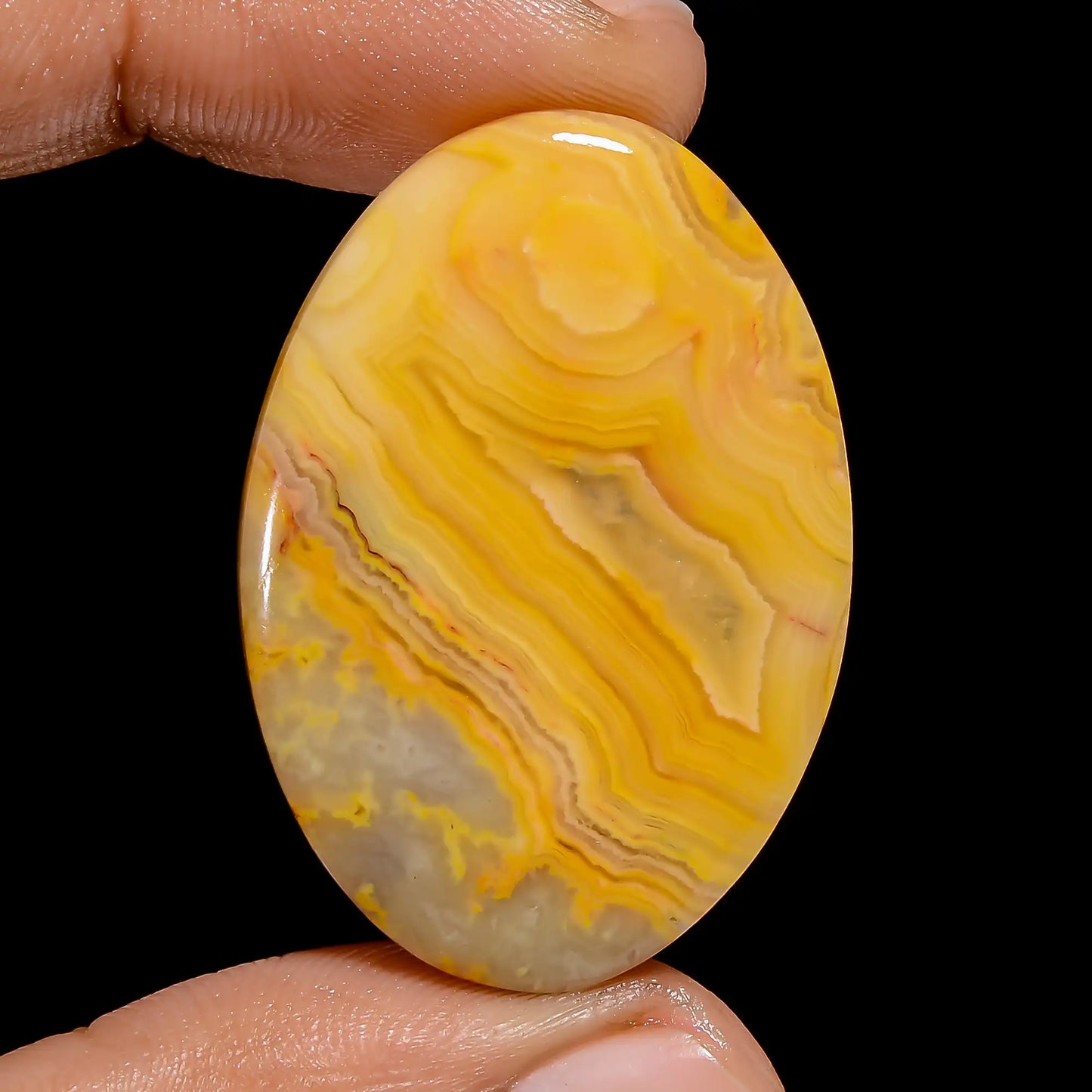 Excellent Top Grade Quality 100% Natural Yellow Crazy Lace Agate Oval Shape Cabochon Loose Gemstone For Making Jewelry 39 Ct 36X25X4 mm V6525