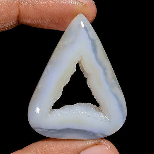 Immaculate A One Quality 100% Natural Window Blue Lace Agate Druzy Pear Shape Cabochon Gemstone For Making Jewelry 39.5 Ct 39X30X5 mm V-6530