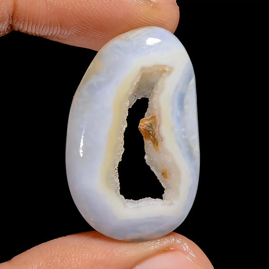 Attractive A One Quality 100% Natural Window Blue Lace Agate Druzy Fancy Shape Cabochon Gemstone For Making Jewelry 21 Ct. 31X19X5 mm V-6536