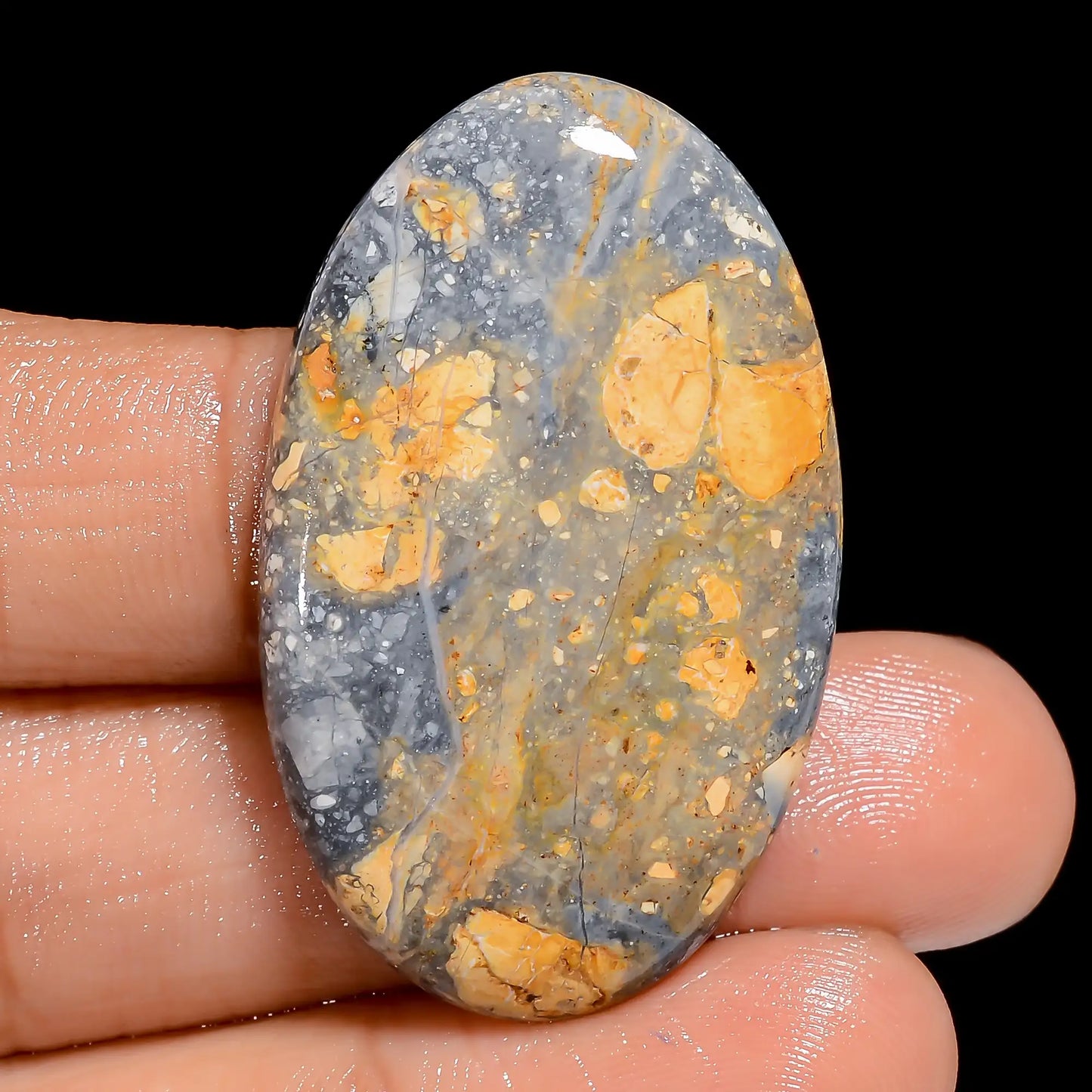 Immaculate Top Grade Quality 100% Natural Maligano Jasper Oval Shape Cabochon Loose Gemstone For Making Jewelry 42.5 Ct. 39X24X5 mm V-6546