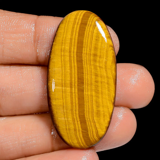 Superb Top Grade Quality 100% Natural Tiger Eye Oval Shape Cabochon Loose Gemstone For Making Jewelry 34.5 Ct. 39X19X4 mm V-6552