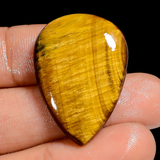 Unique Top Grade Quality 100% Natural Tiger Eye Pear Shape Cabochon Loose Gemstone For Making Jewelry 27.5 Ct. 30X21X4 mm V-6557