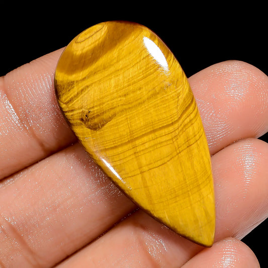 Amazing Top Grade Quality 100% Natural Tiger Eye Pear Shape Cabochon Loose Gemstone For Making Jewelry 24 Ct. 37X18X3 mm V-6559