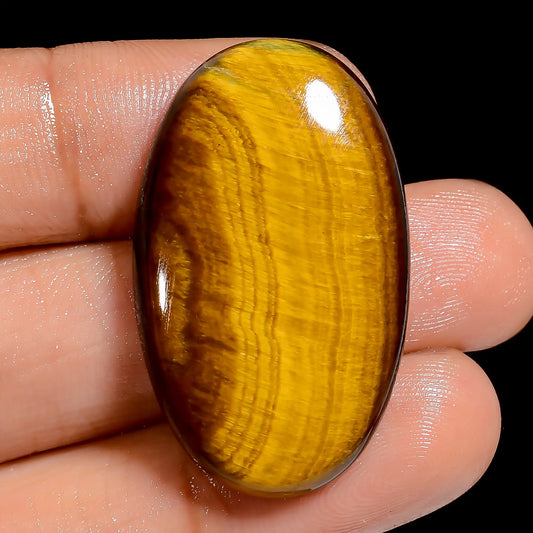 Amazing Top Grade Quality 100% Natural Tiger Eye Oval Shape Cabochon Loose Gemstone For Making Jewelry 36.5 Ct. 33X19X5 mm V-6561