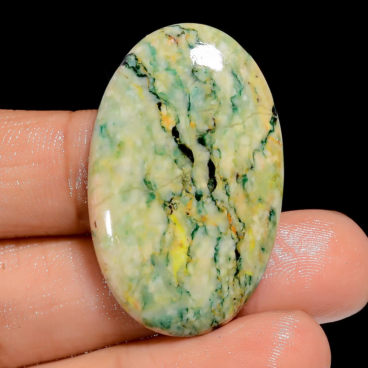 Incredible Top Grade Quality 100% Natural Mariposite Oval Shape Cabochon Loose Gemstone For Making Jewelry 40.5 Ct. 36X22X4 mm V-6589