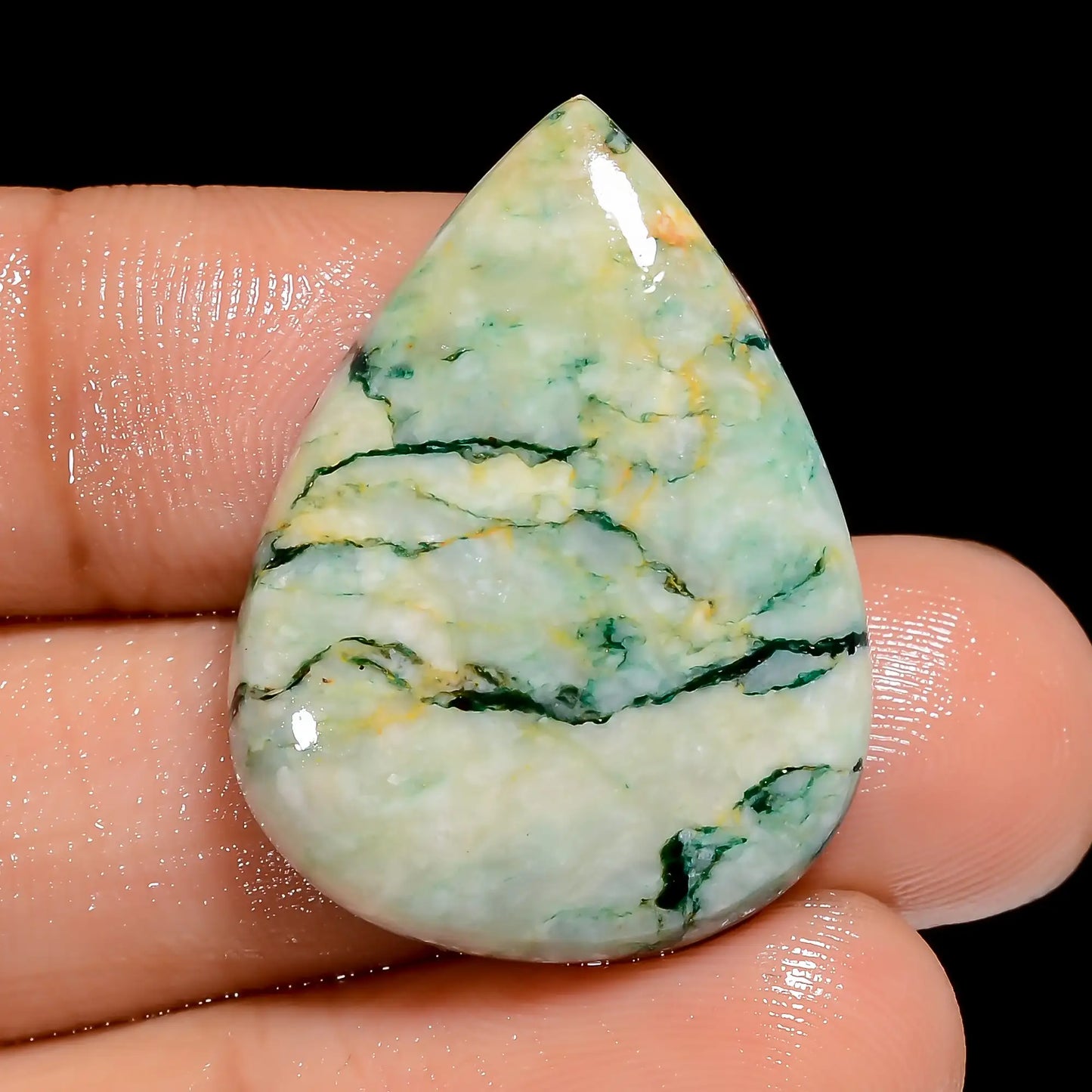 Mind Blowing Top Grade Quality 100% Natural Mariposite Pear Shape Cabochon Loose Gemstone For Making Jewelry 32 Ct. 28X21X5 mm V-6591