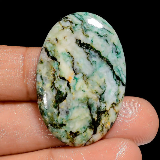 Splendid Top Grade Quality 100% Natural Mariposite Oval Shape Cabochon Loose Gemstone For Making Jewelry 35.5 Ct. 36X24X3 mm V-6593