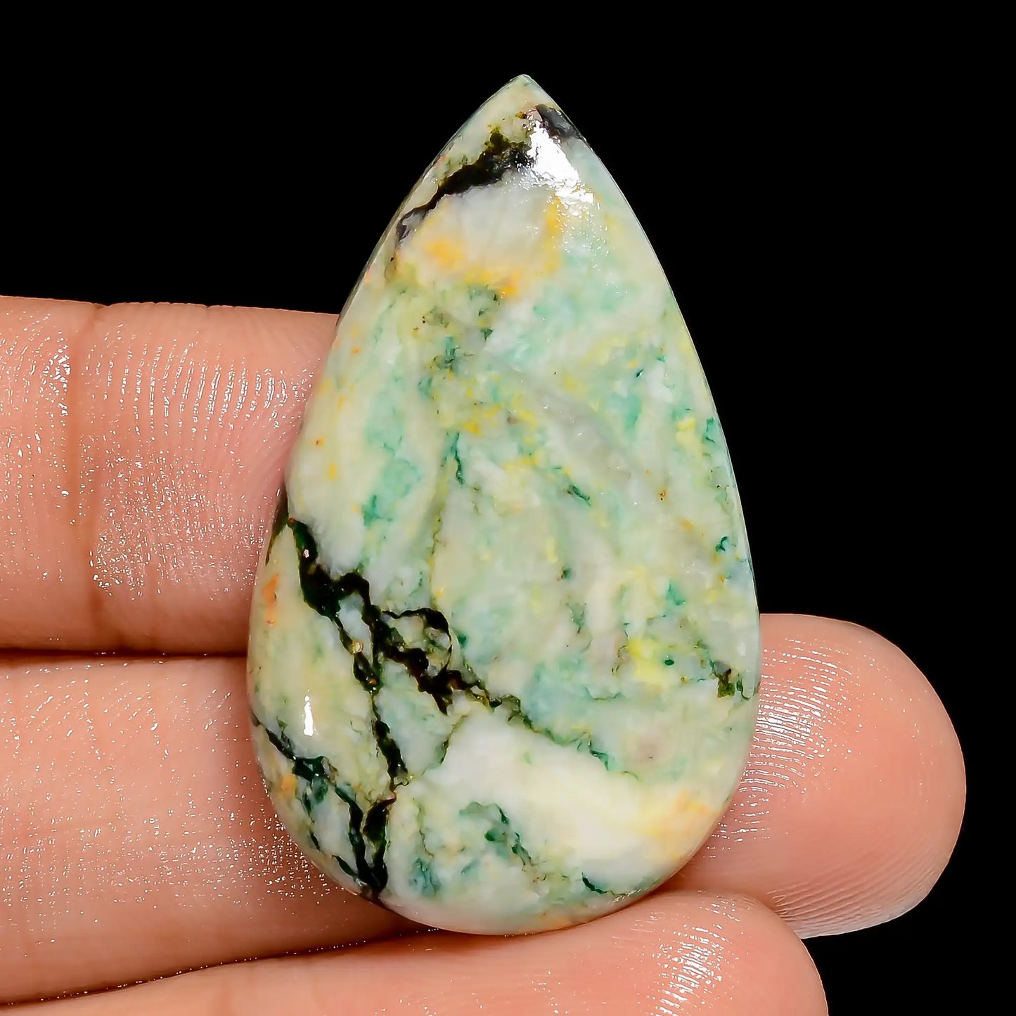 Superb Top Grade Quality 100% Natural Mariposite Pear Shape Cabochon Loose Gemstone For Making Jewelry 33.5 Ct. 34X20X4 mm V-6594