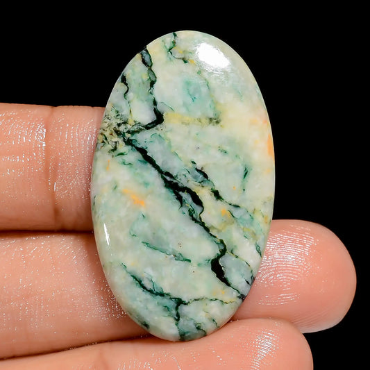 Stunning Top Grade Quality 100% Natural Mariposite Oval Shape Cabochon Loose Gemstone For Making Jewelry 32.5 Ct. 35X20X3 mm V-6595