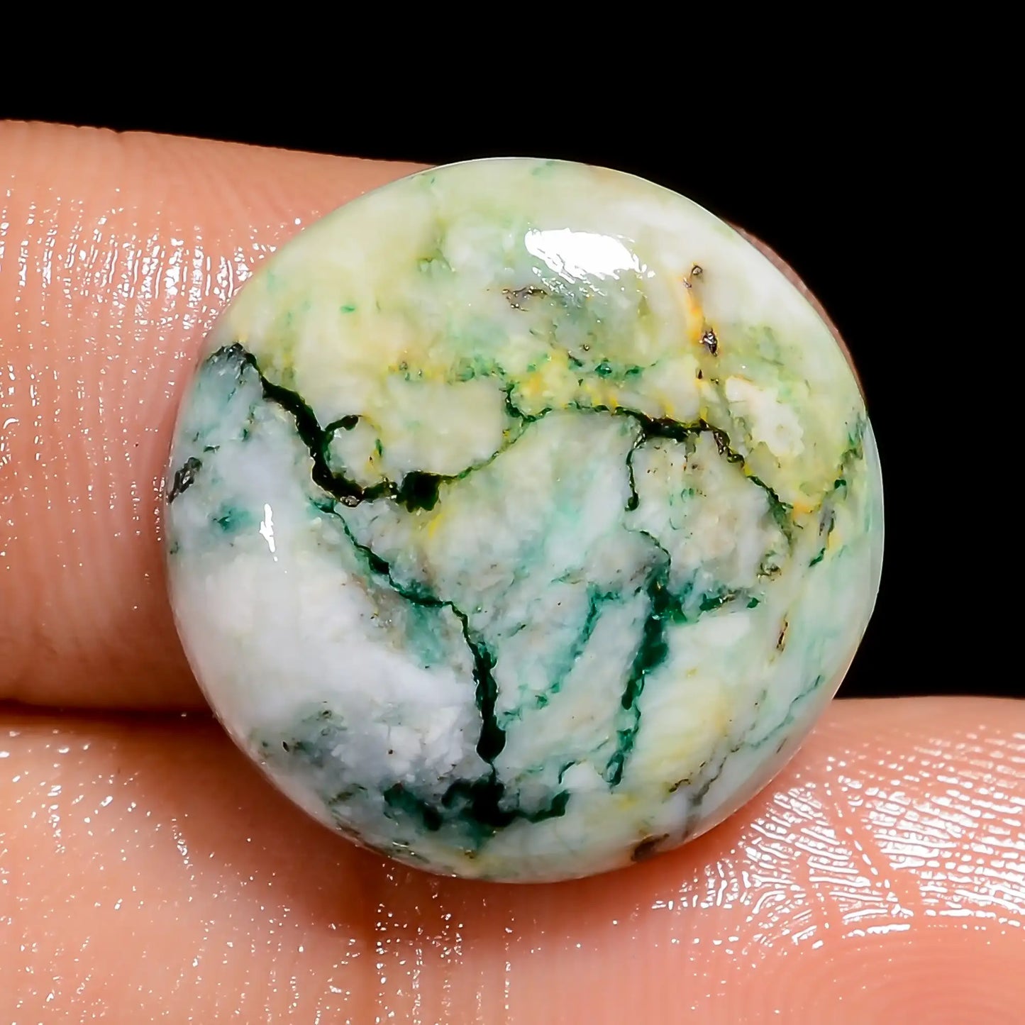 Unique Top Grade Quality 100% Natural Mariposite Round Shape Cabochon Loose Gemstone For Making Jewelry 17 Ct. 17X17X4 mm V-6599