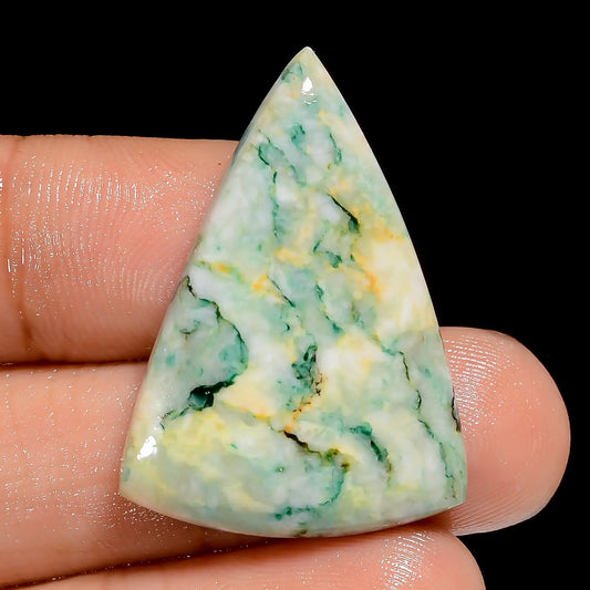 Attractive Top Grade Quality 100% Natural Mariposite Triangle Shape Cabochon Loose Gemstone For Making Jewelry 26.5 Ct. 30X22X4 mm V-6604