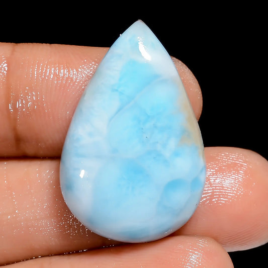 Classic Top Grade Quality 100% Natural Larimar Pear Shape Cabochon Loose Gemstone For Making Jewelry 27.5 Ct. 27X18X6 mm V-6607