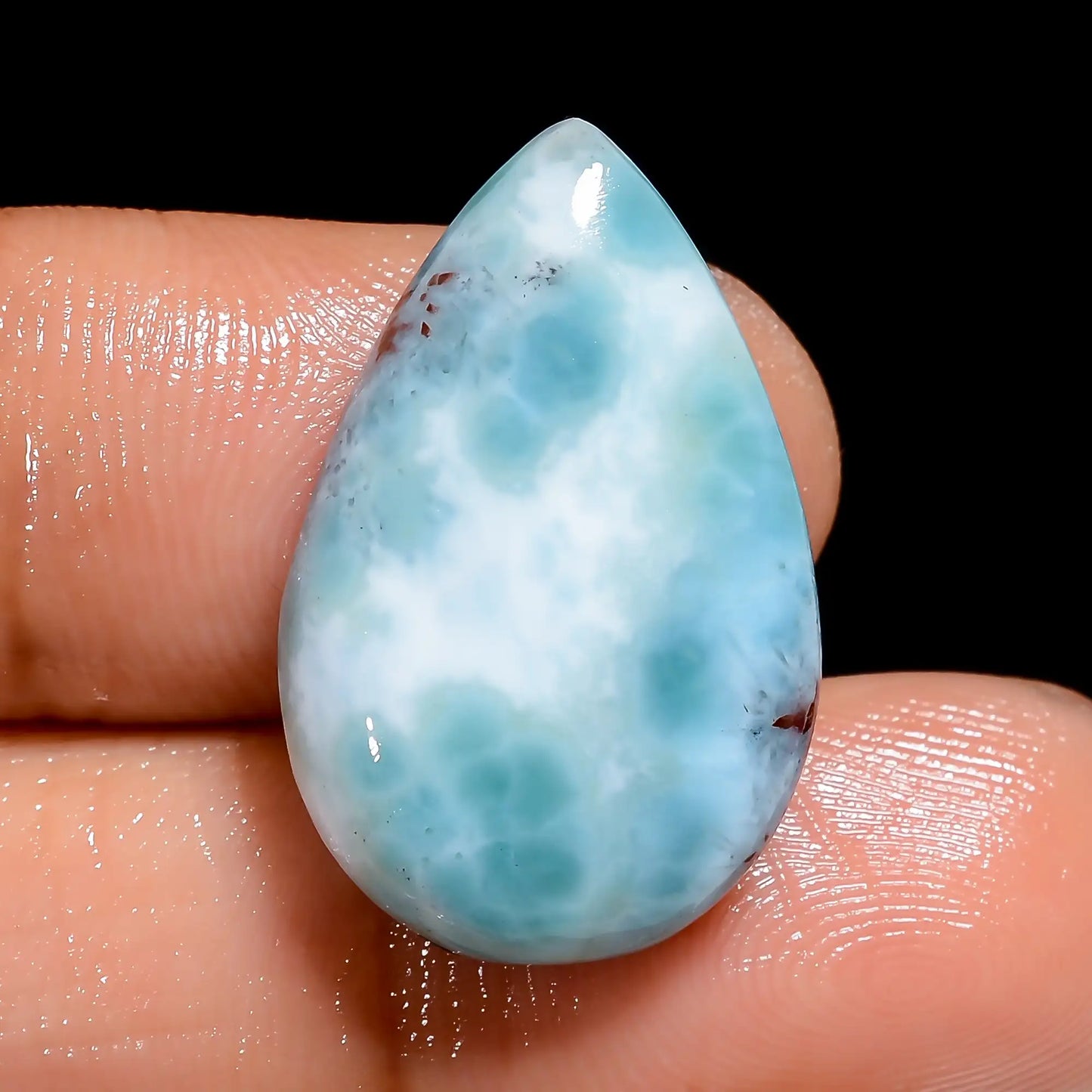 Dazzling Top Grade Quality 100% Natural Larimar Pear Shape Cabochon Loose Gemstone For Making Jewelry 19 Ct. 24X14X5 mm V-6608