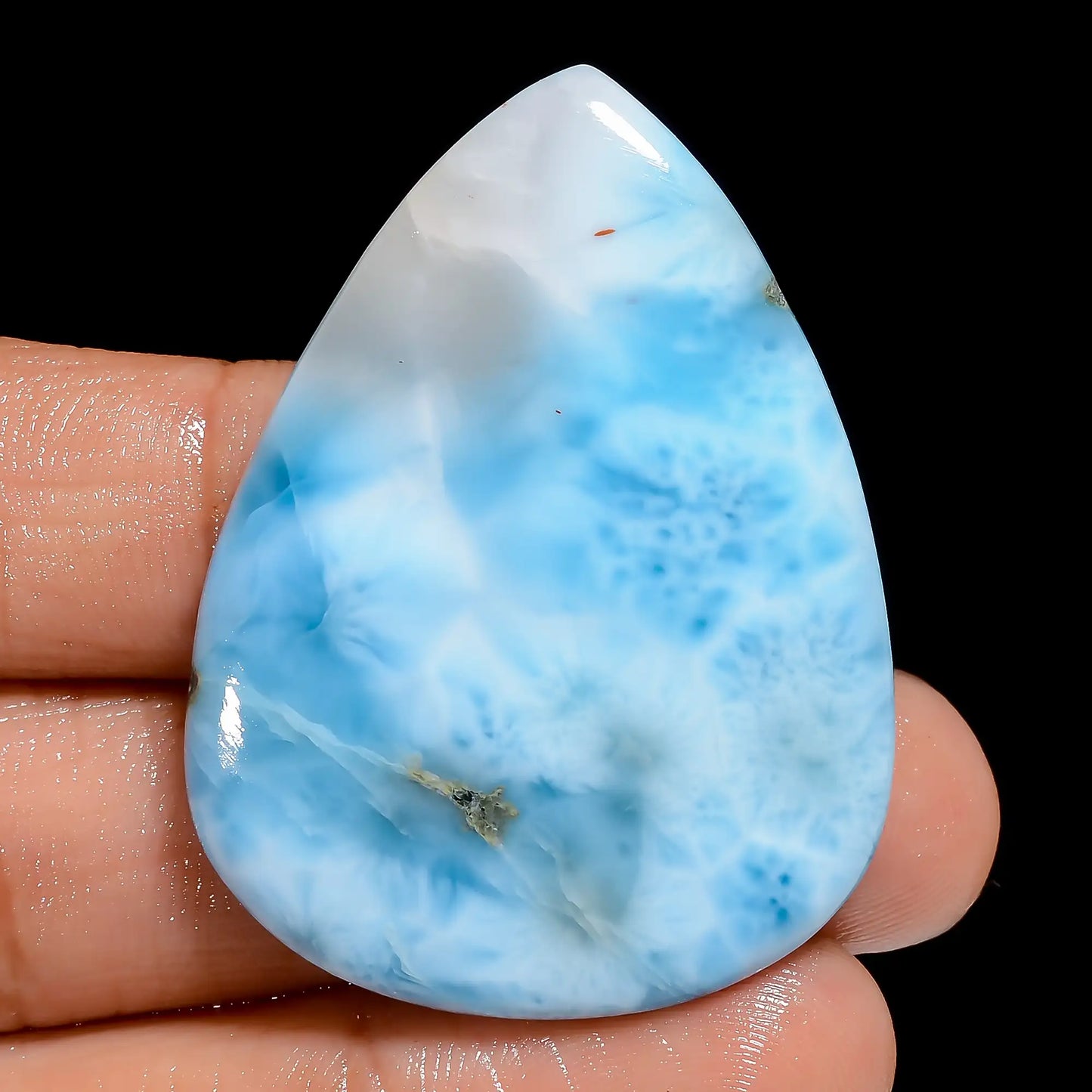 Excellent Top Grade Quality 100% Natural Larimar Pear Shape Cabochon Loose Gemstone For Making Jewelry 63.5 Ct. 42X31X4 mm V-6609