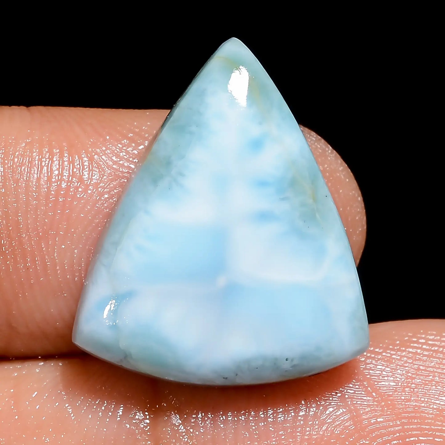 Elegant Top Grade Quality 100% Natural Larimar Triangle Shape Cabochon Loose Gemstone For Making Jewelry 14.5 Ct. 19X16X4 mm V-6611