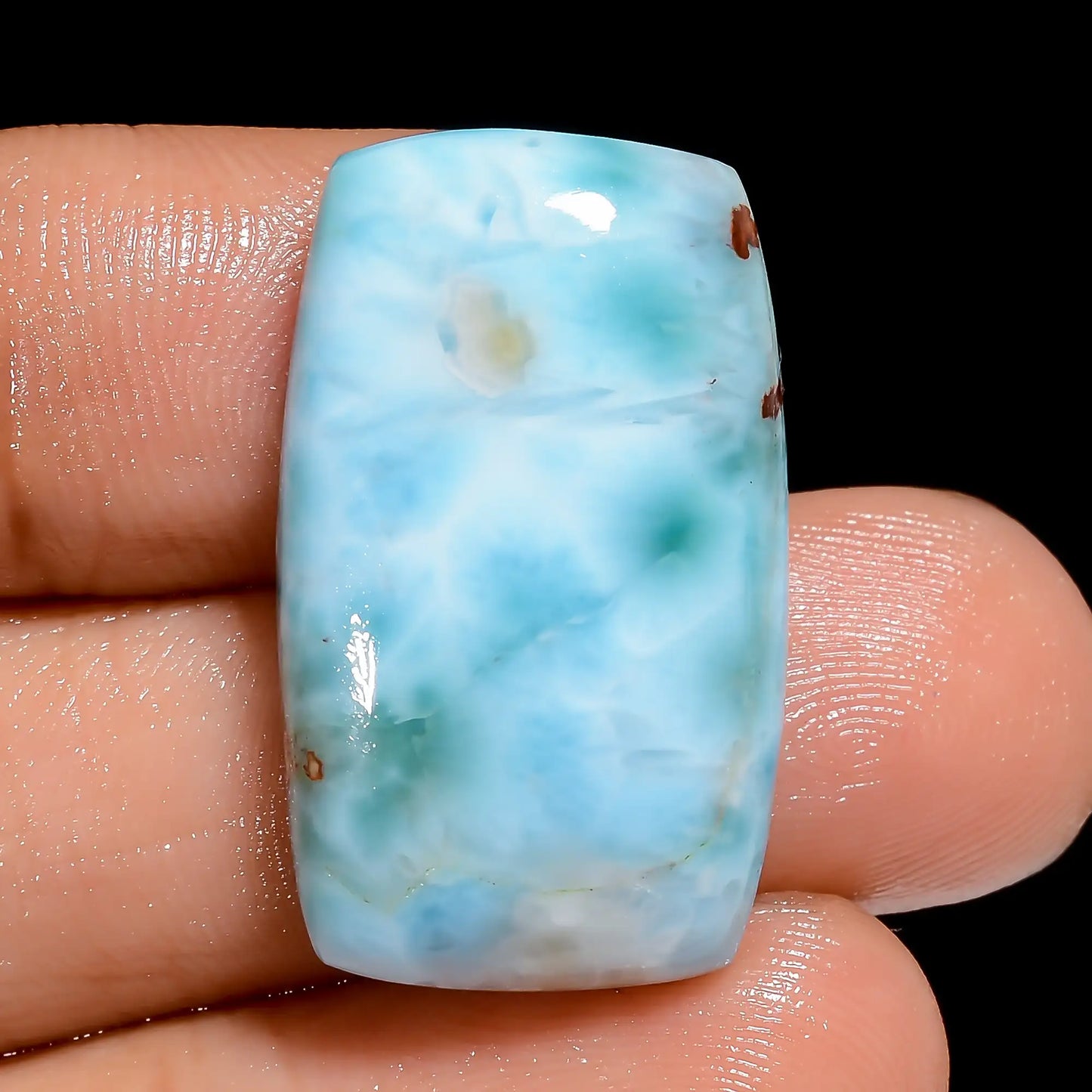 Unique Top Grade Quality 100% Natural Larimar Radiant Shape Cabochon Loose Gemstone For Making Jewelry 26.5 Ct. 26X15X4 mm V-6615