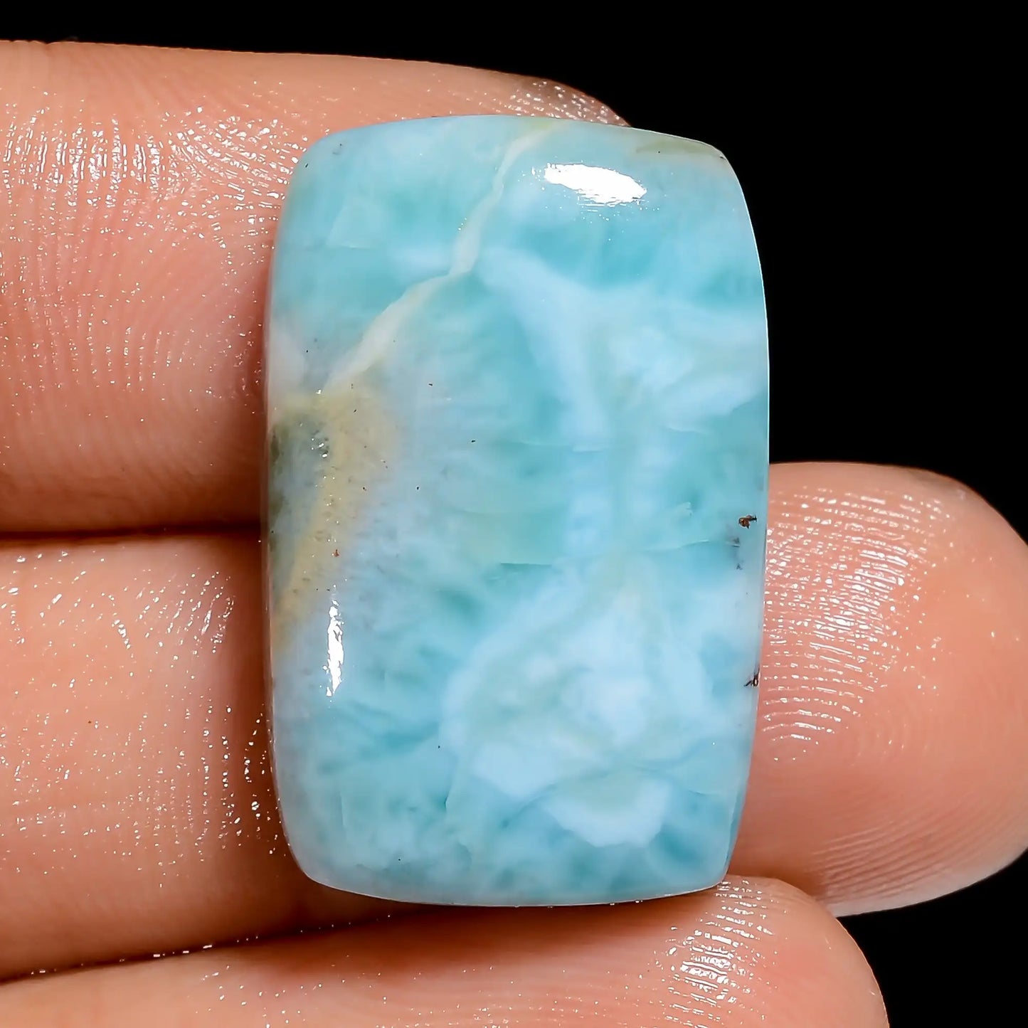 Beautiful Top Grade Quality 100% Natural Larimar Radiant Shape Cabochon Loose Gemstone For Making Jewelry 23 Ct. 23X14X5 mm V-6622