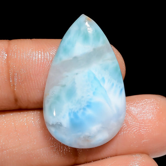 Classic Top Grade Quality 100% Natural Larimar Pear Shape Cabochon Loose Gemstone For Making Jewelry 18.5 Ct. 27X16X4 mm V-6623