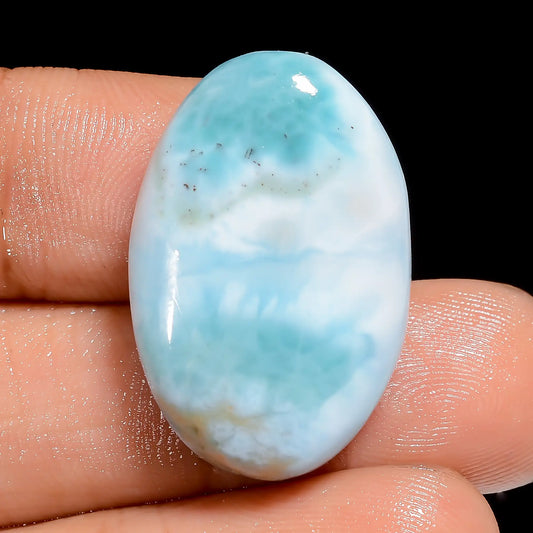 Dazzling Top Grade Quality 100% Natural Larimar Oval Shape Cabochon Loose Gemstone For Making Jewelry 28.5 Ct. 25X16X5 mm V-6624