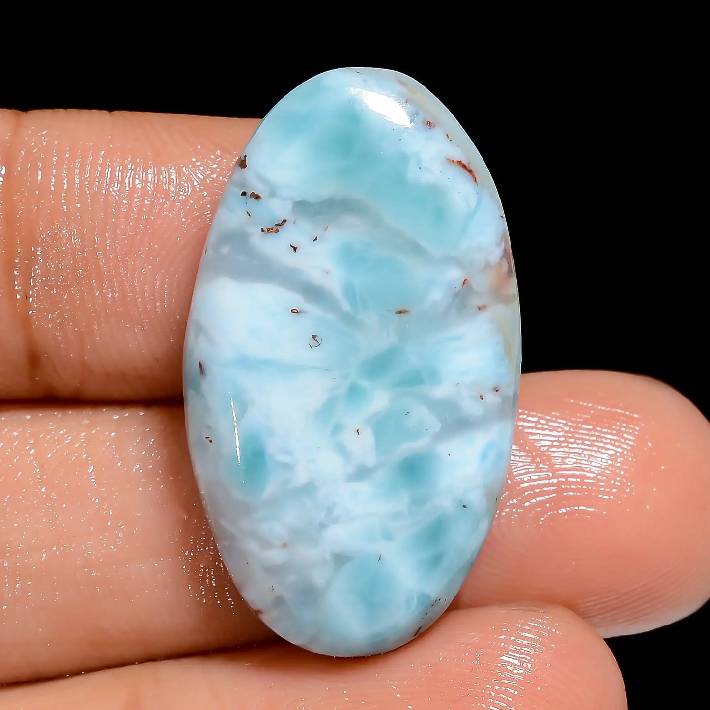 Excellent Top Grade Quality 100% Natural Larimar Oval Shape Cabochon Loose Gemstone For Making Jewelry 27.5 Ct. 28X16X5 mm V-6625