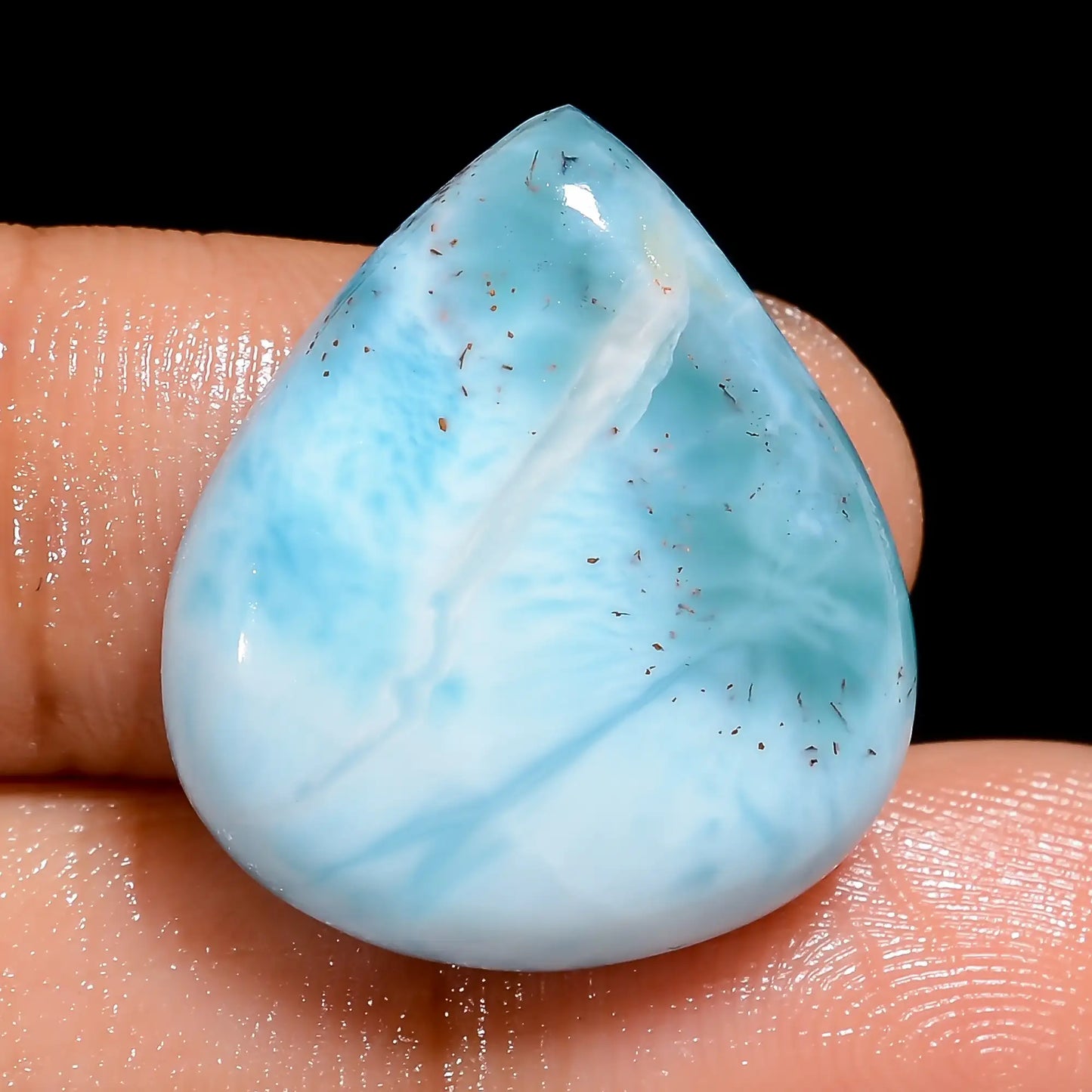 Gorgeous Top Grade Quality 100% Natural Larimar Pear Shape Cabochon Loose Gemstone For Making Jewelry 24.5 Ct. 22X19X5 mm V-6629