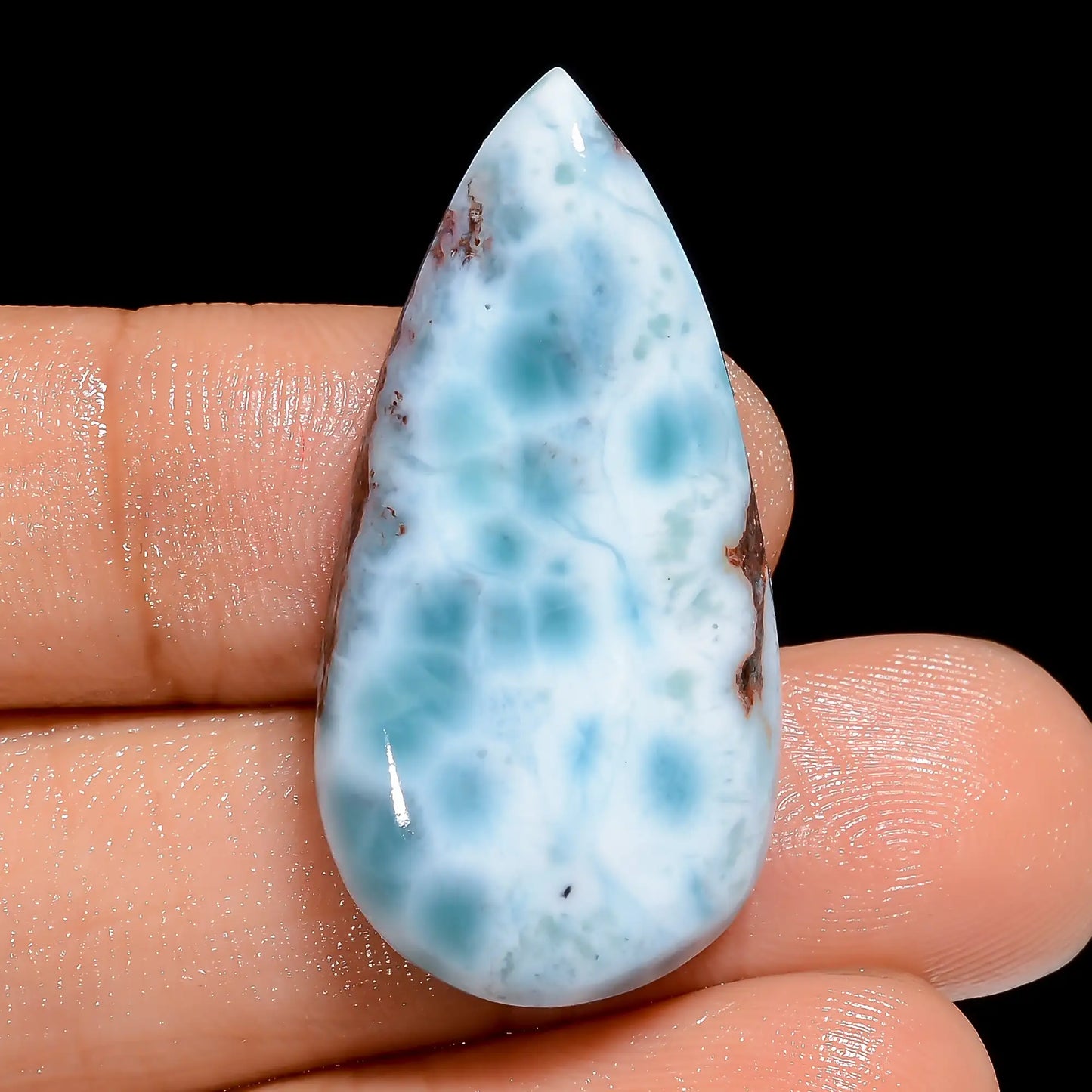 Mind Blowing Top Grade Quality 100% Natural Larimar Pear Shape Cabochon Loose Gemstone For Making Jewelry 33 Ct. 32X16X5 mm V-6633