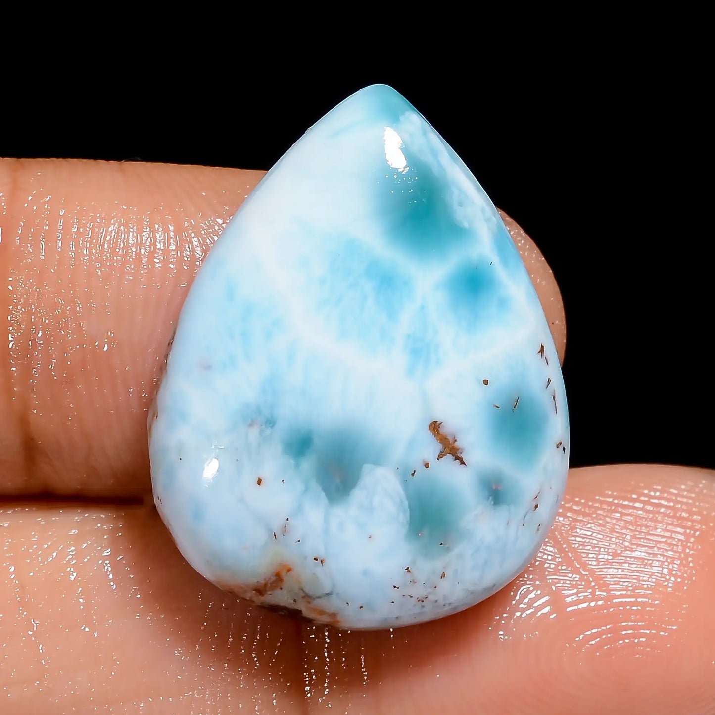 Outstanding Top Grade Quality 100% Natural Larimar Pear Shape Cabochon Loose Gemstone For Making Jewelry 22 Ct. 23X17X5 mm V-6634