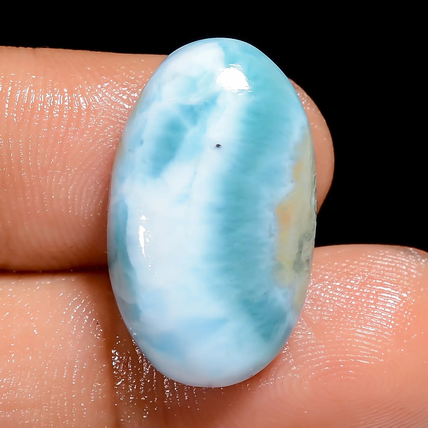 Stunning Top Grade Quality 100% Natural Larimar Oval Shape Cabochon Loose Gemstone For Making Jewelry 18.5 Ct. 21X12X5 mm V-6637